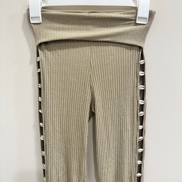 Akosha Swim Tan Isla Shimmer Pooka Shell Resortwear Vacation Festival Beach Pant - Picture 3 of 6